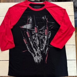 Red and Black Graphic Quarter Sleeve Men's Tee